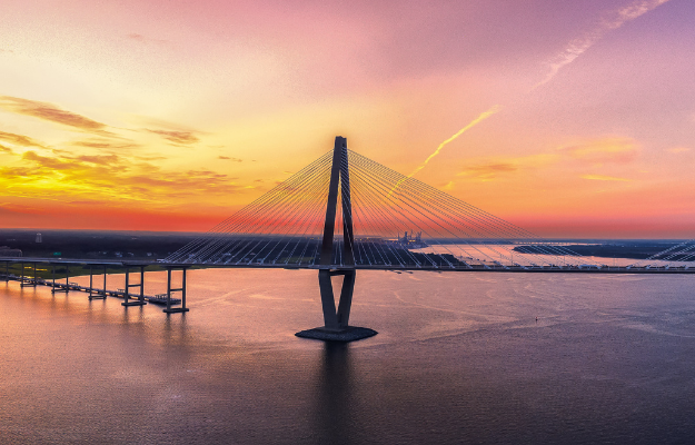 Ravenel Bridge at Sunset in Charleston, South Carolina
